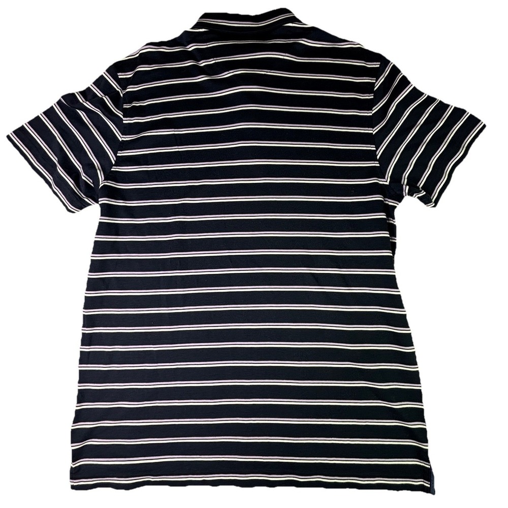 Brooks Brothers Mens‎ Large Slim Fit Performance Polo Navy Striped Supima Cotton - Picture 2 of 9